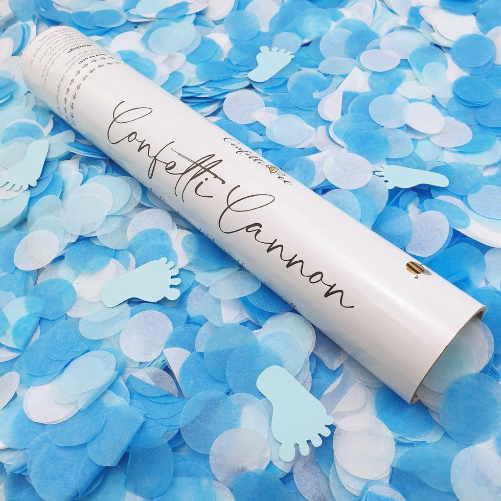 Biodegradable Blue Paper Gender Reveal Confetti Cannon - Confetti Bee