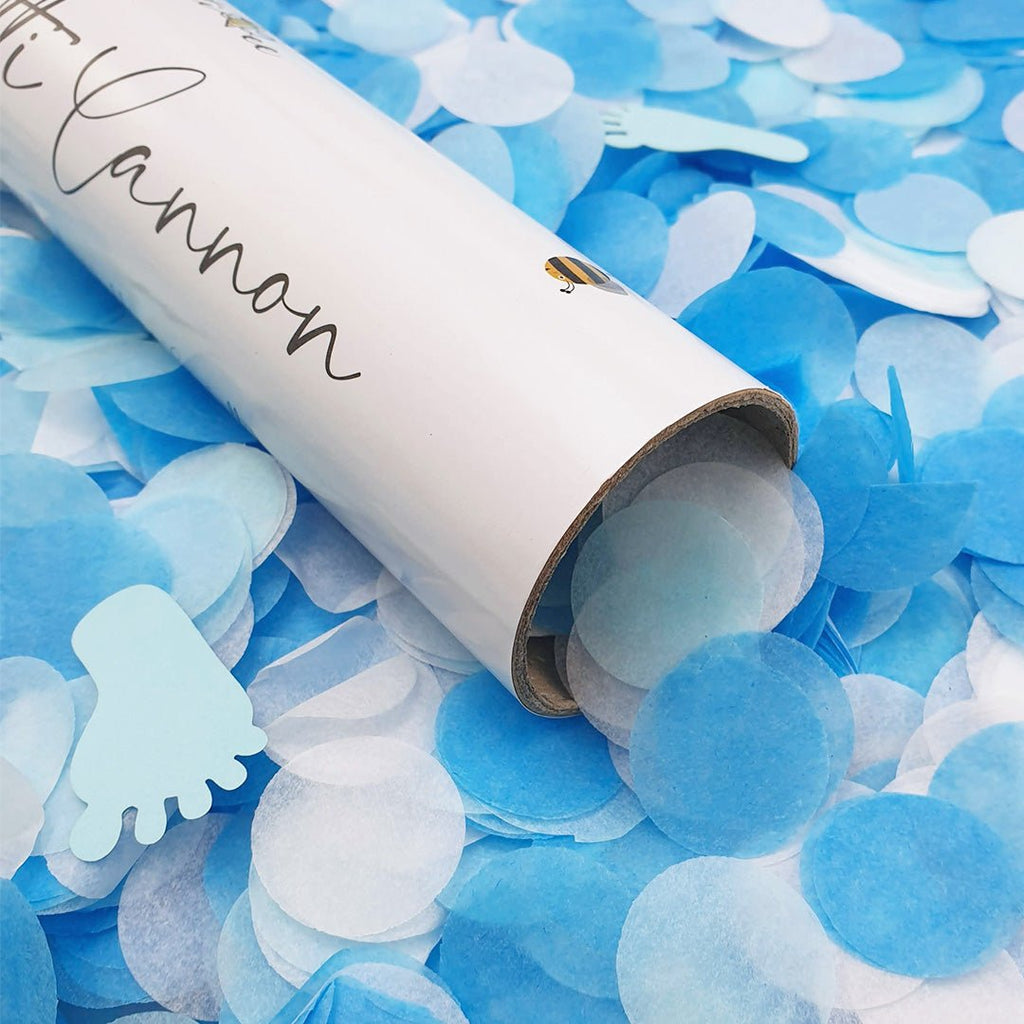 Biodegradable Blue Paper Gender Reveal Confetti Cannon - Confetti Bee