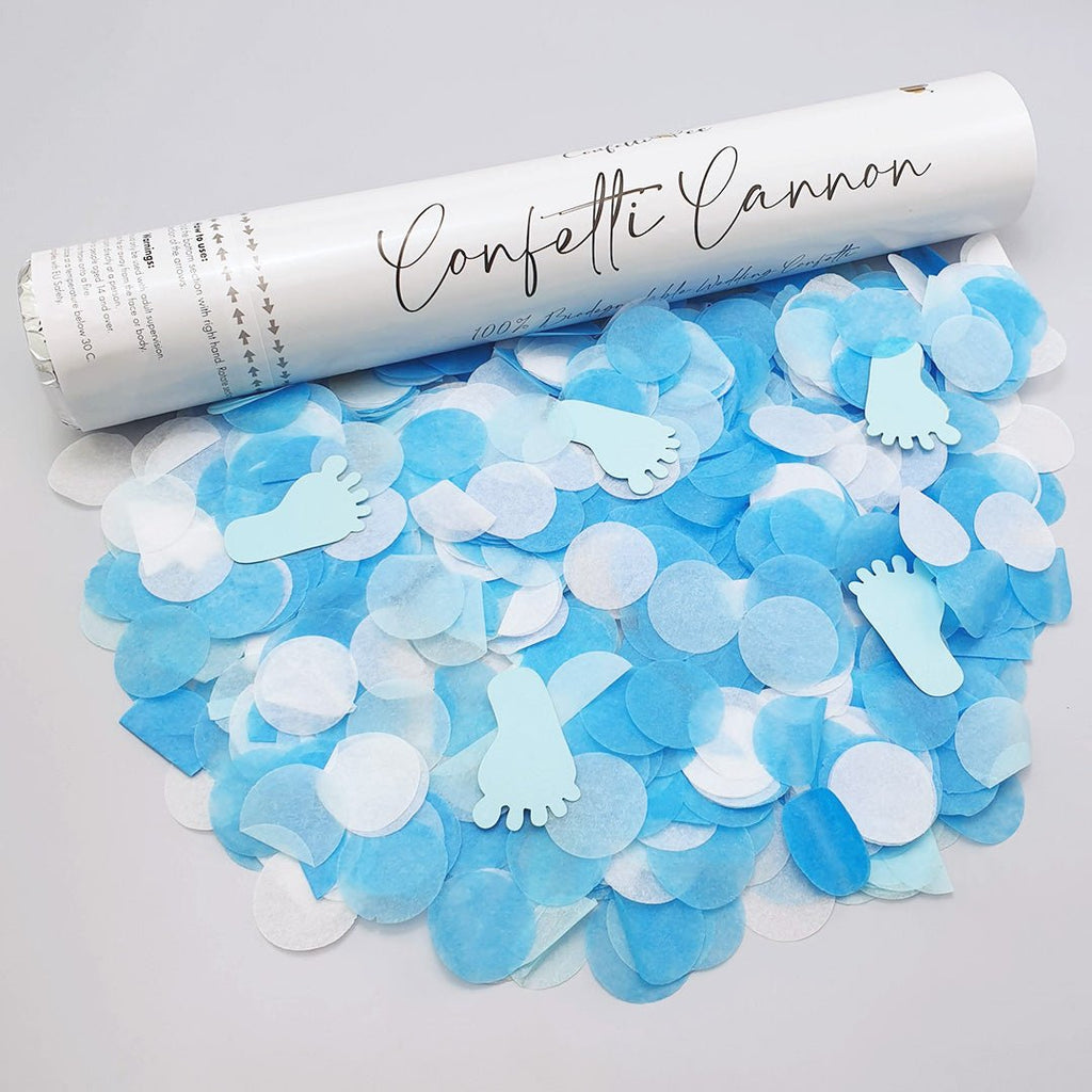 Biodegradable Blue Paper Gender Reveal Confetti Cannon - Confetti Bee