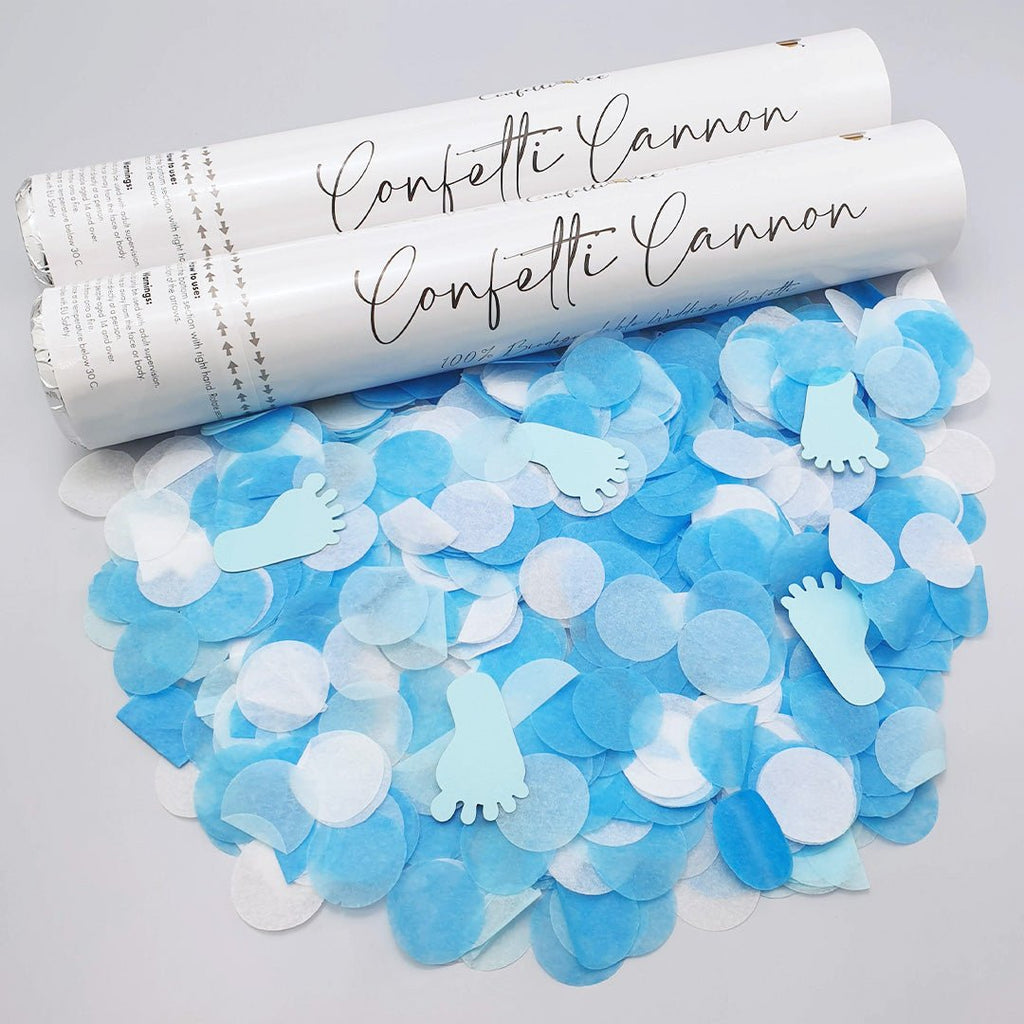 Biodegradable Blue Paper Gender Reveal Confetti Cannon - Twin Pack - Confetti Bee