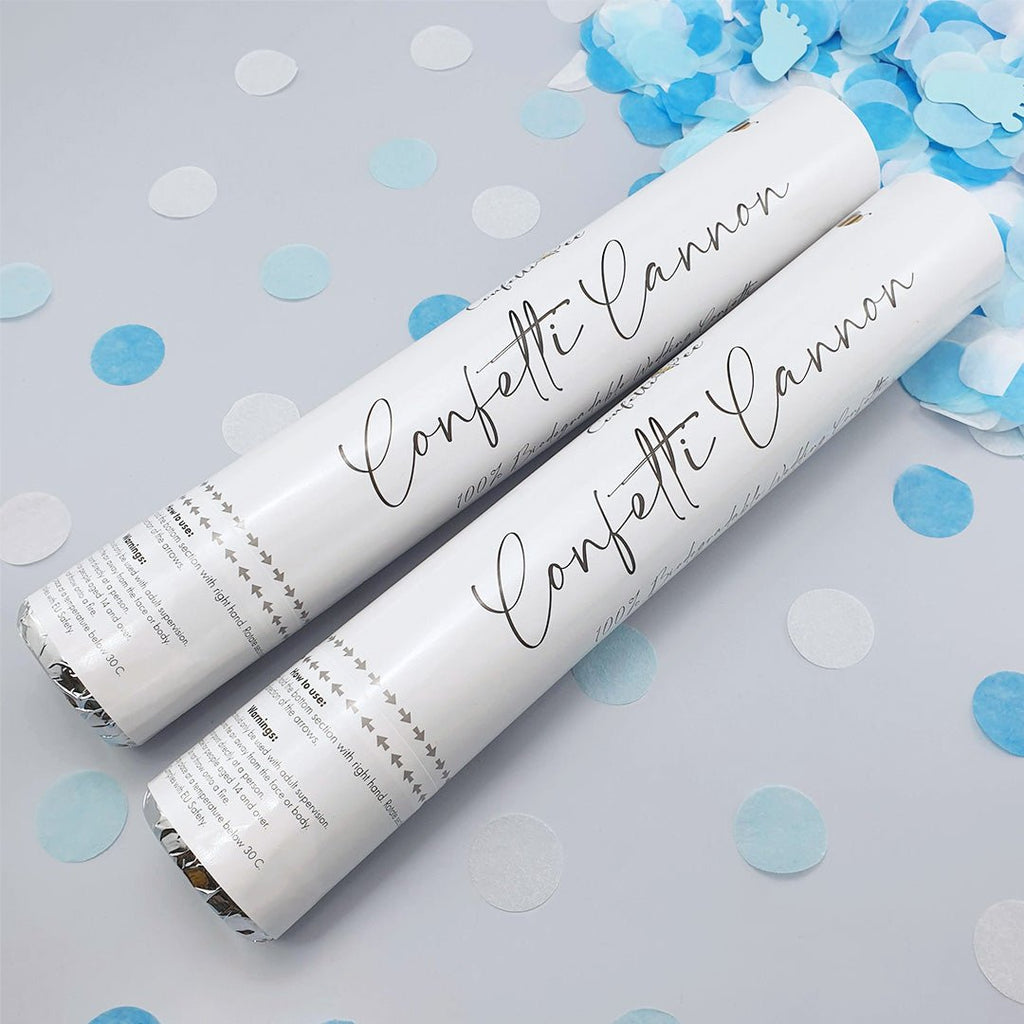 Biodegradable Blue Paper Gender Reveal Confetti Cannon - Twin Pack - Confetti Bee