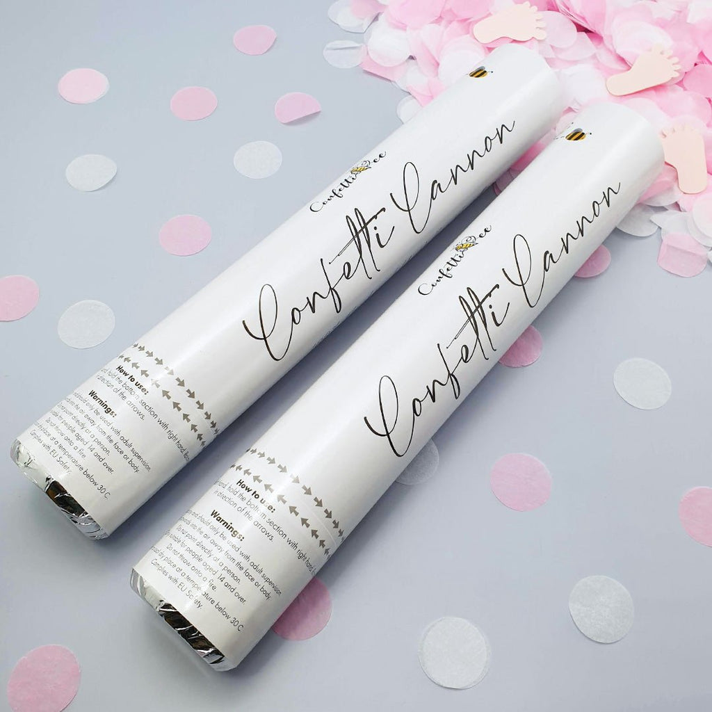 Biodegradable Pink Paper Gender Reveal Confetti Cannon - Twin Pack - Confetti Bee