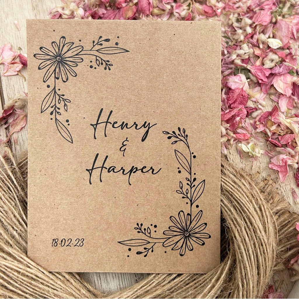 Confetti Kraft Brown Packets - Floral Design 5 - Confetti Bee