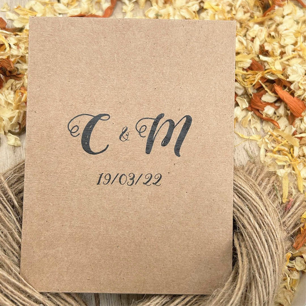 Confetti Kraft Brown Packets - Initials Design 4 - Confetti Bee