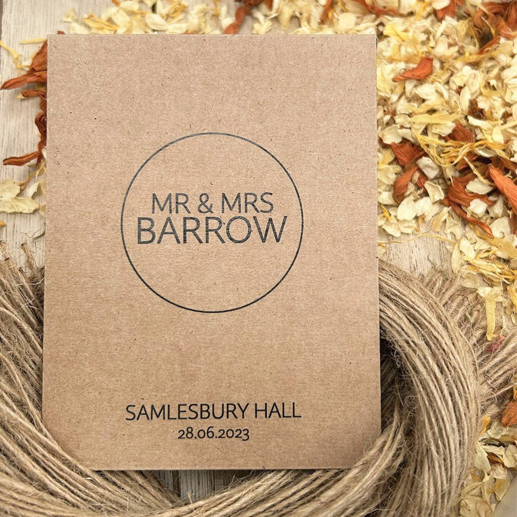 Confetti Kraft Brown Packets - Mr & Mrs Design 10 - Confetti Bee