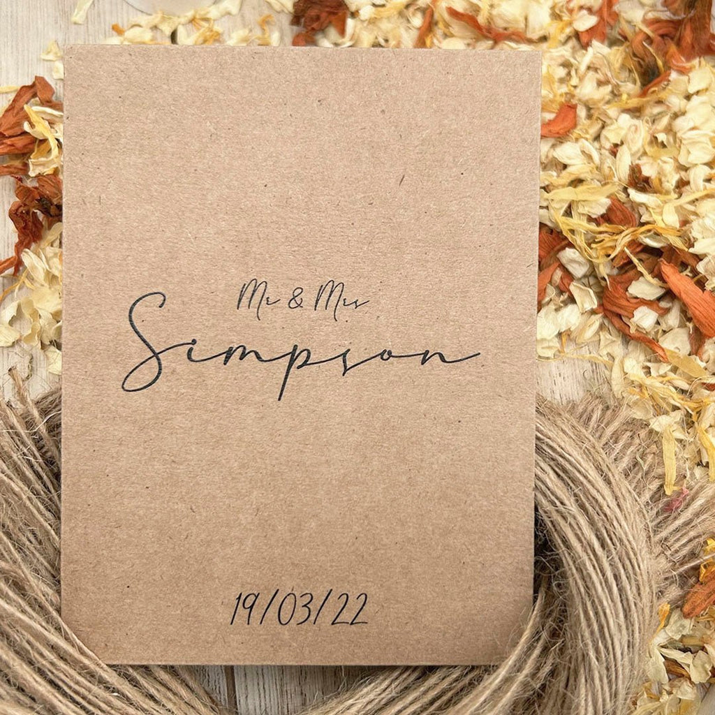 Confetti Kraft Brown Packets - Mr & Mrs Design 5 - Confetti Bee