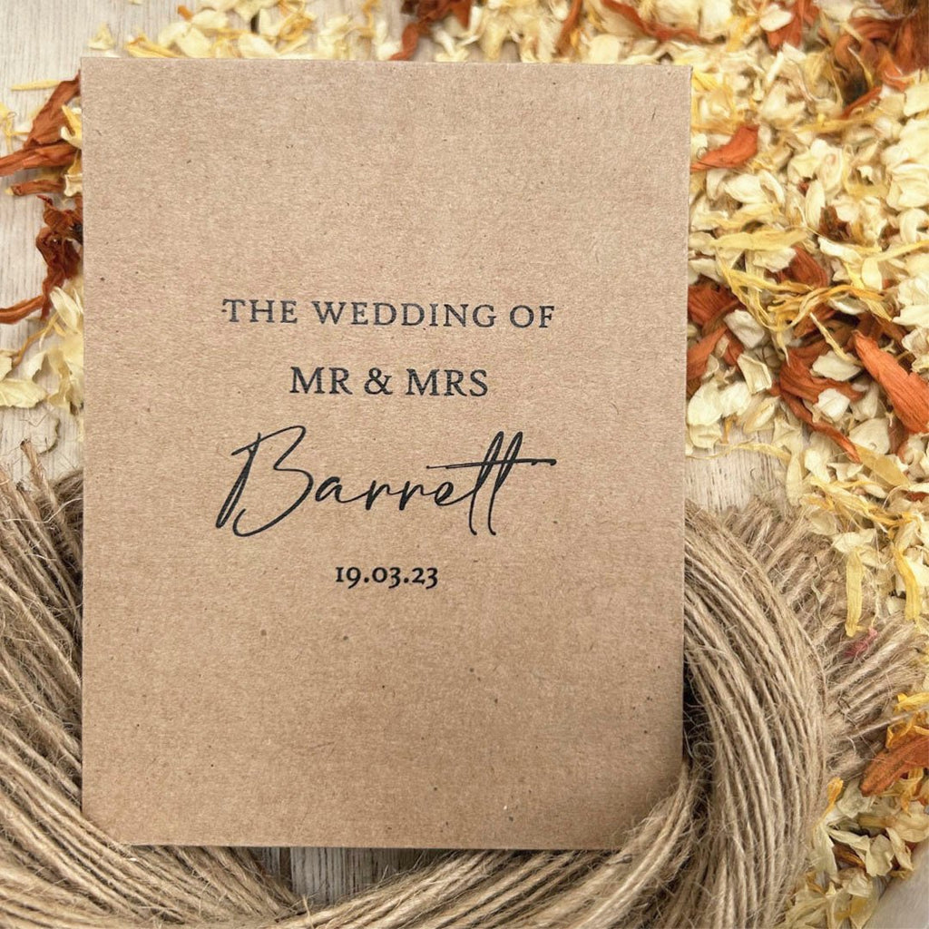 Confetti Kraft Brown Packets - Mr & Mrs Design 7 - Confetti Bee