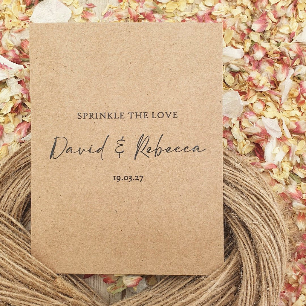 Confetti Kraft Brown Packets - Names Design 6 - Confetti Bee