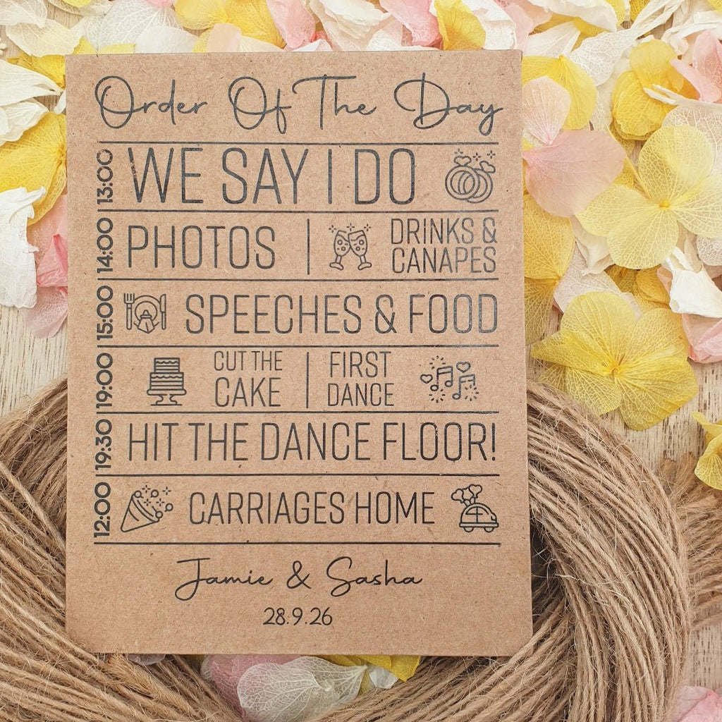 Confetti Kraft Brown Packets - Order Of The Day Design 1 - Confetti Bee