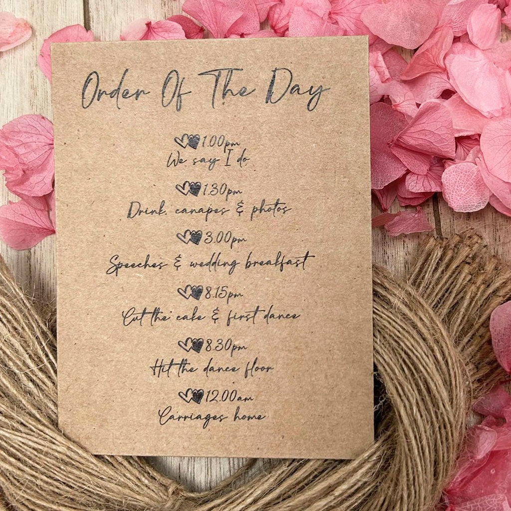 Confetti Kraft Brown Packets - Order Of The Day Heart Design 1 - Confetti Bee