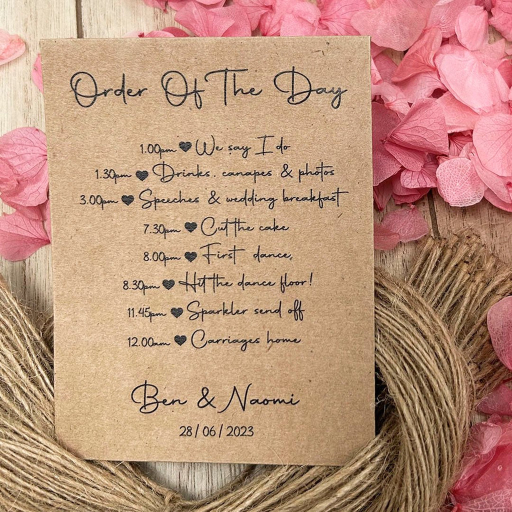 Confetti Kraft Brown Packets - Order Of The Day Heart Design 2 - Confetti Bee