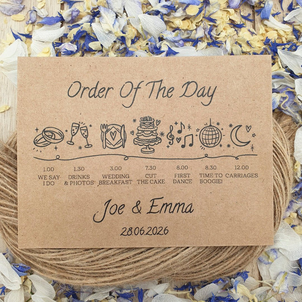 Confetti Kraft Brown Packets - Order Of The Day Illustrated Design 1 - Confetti Bee