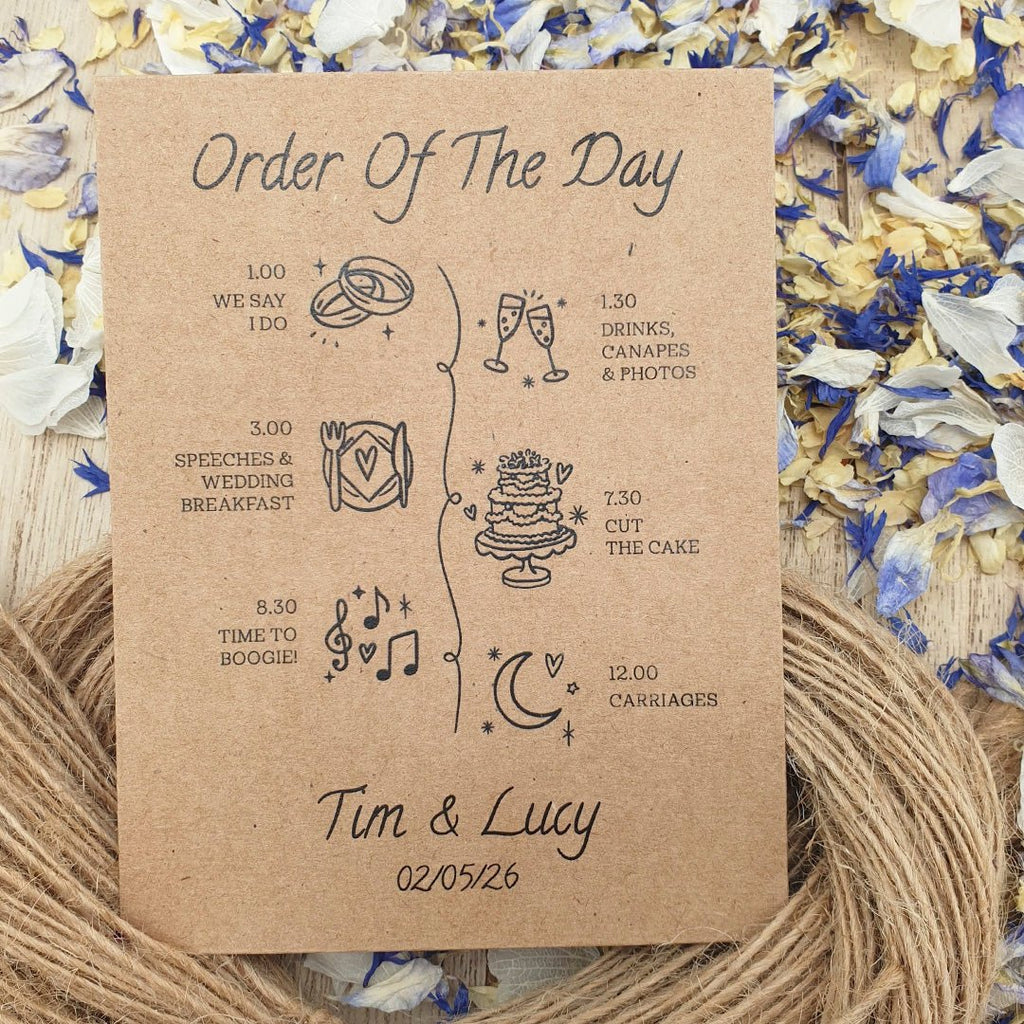 Confetti Kraft Brown Packets - Order Of The Day Illustrated Design 2 - Confetti Bee