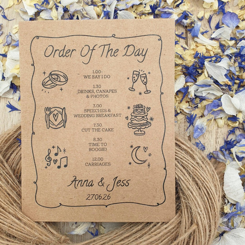 Confetti Kraft Brown Packets - Order Of The Day Illustrated Design 3 - Confetti Bee