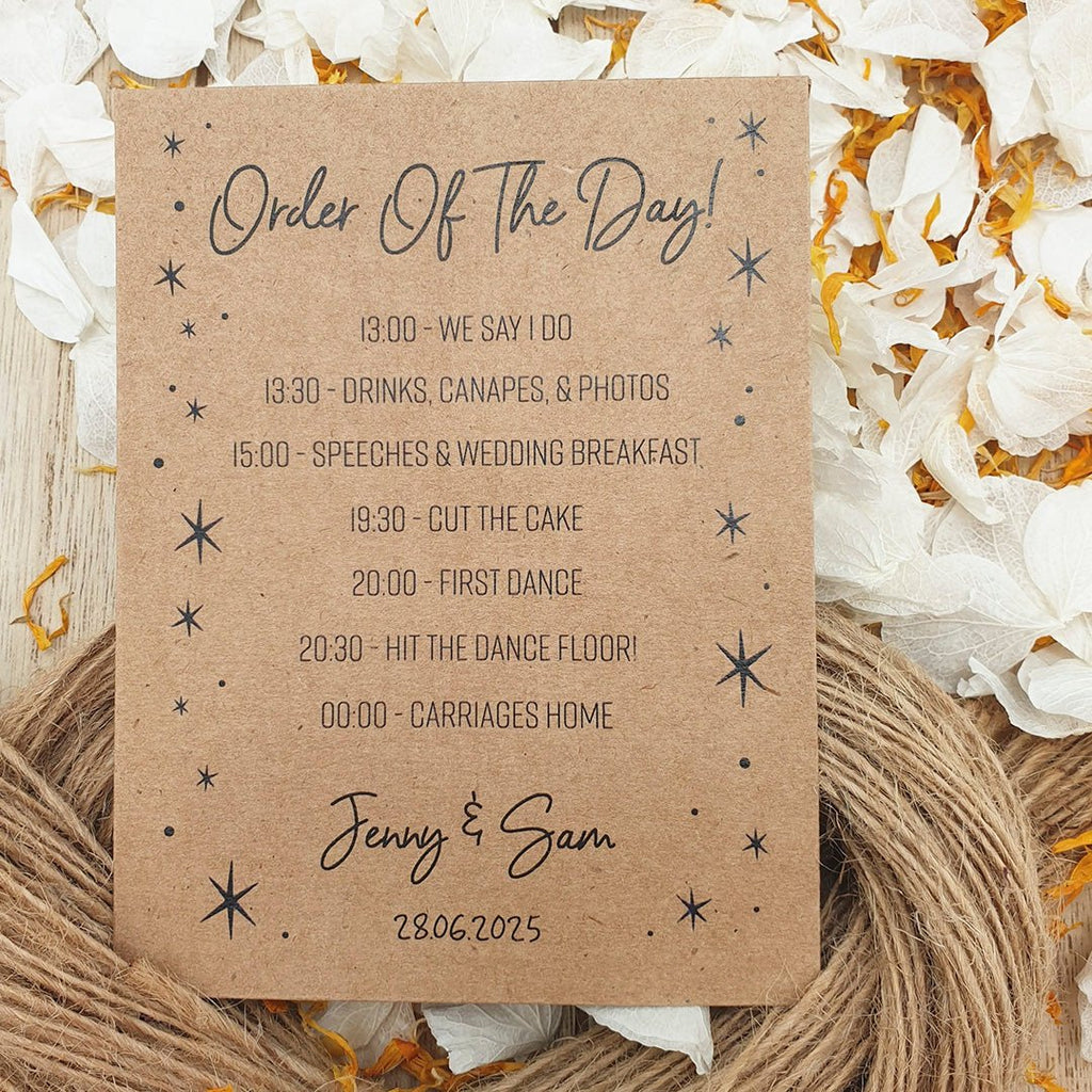 Confetti Kraft Brown Packets - Order Of The Day Stars Design 3 - Confetti Bee