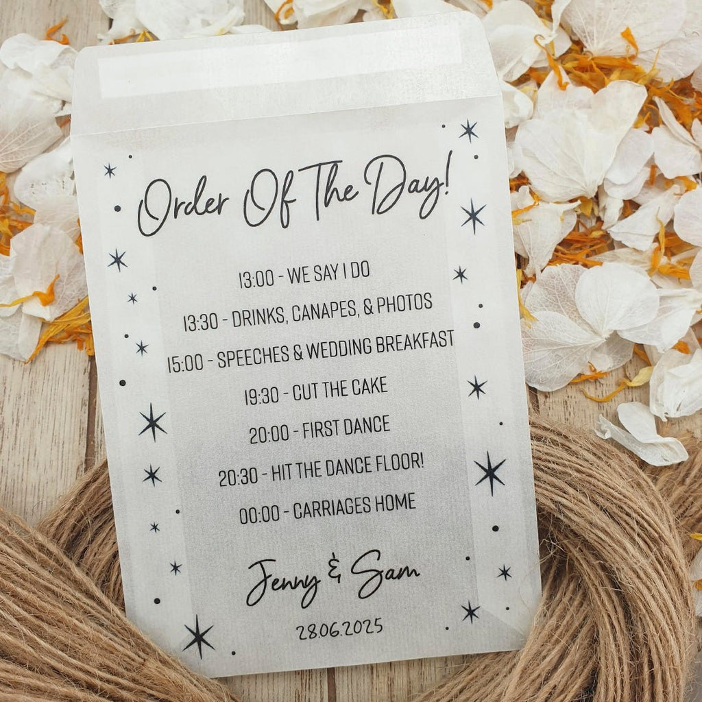 Confetti Packets - Order Of The Day Stars Design 3 - Confetti Bee