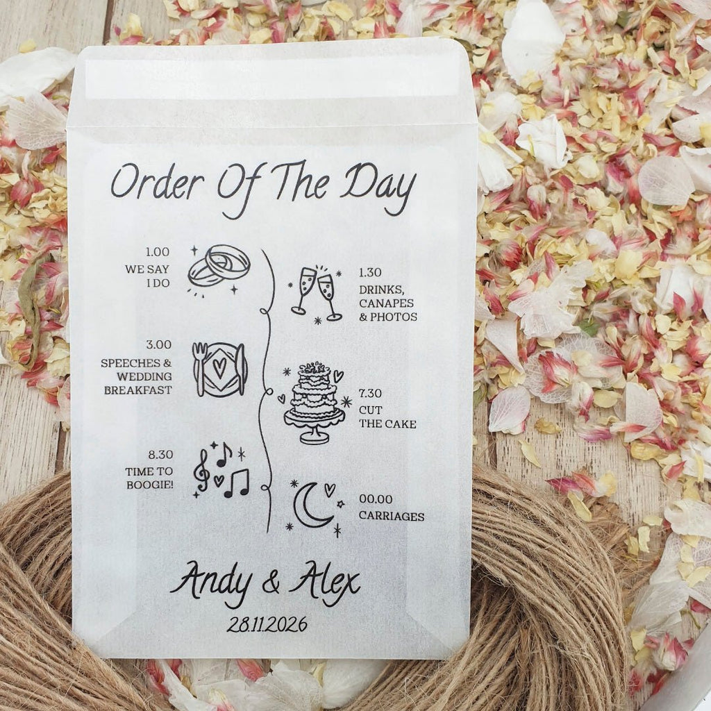 Personalised Order Of The Day Confetti Packet Glassine Sample - Confetti Bee