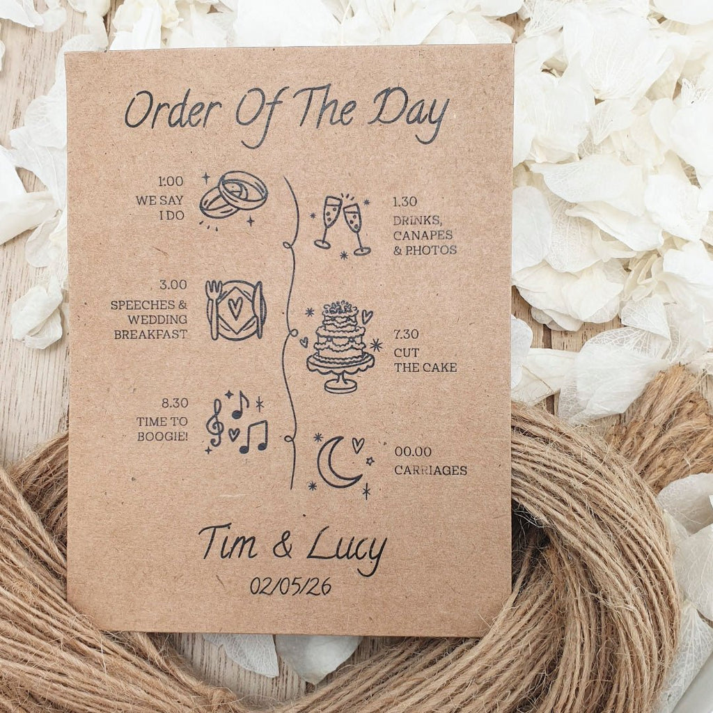 Personalised Order Of The Day Confetti Packet Kraft Brown Sample - Confetti Bee