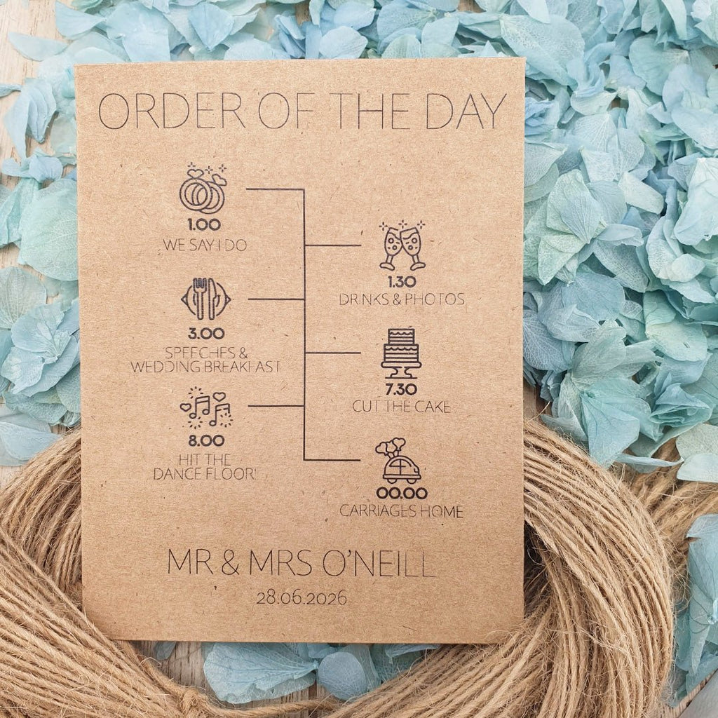 Personalised Order Of The Day Confetti Packet Kraft Brown Sample - Confetti Bee