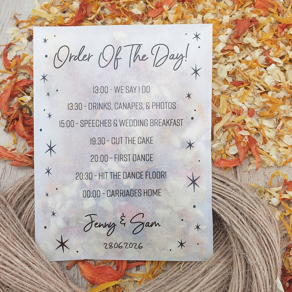 Pre Filled Glassine Order Of The Day Confetti Packets - Confetti Bee