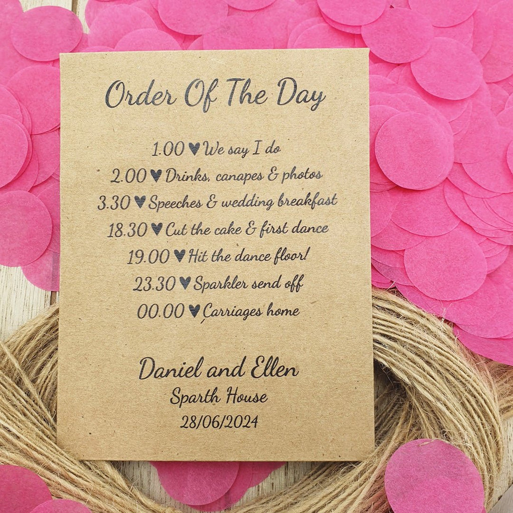 Pre Filled Order Of The Day Kraft Brown Paper Confetti Packets - Confetti Bee