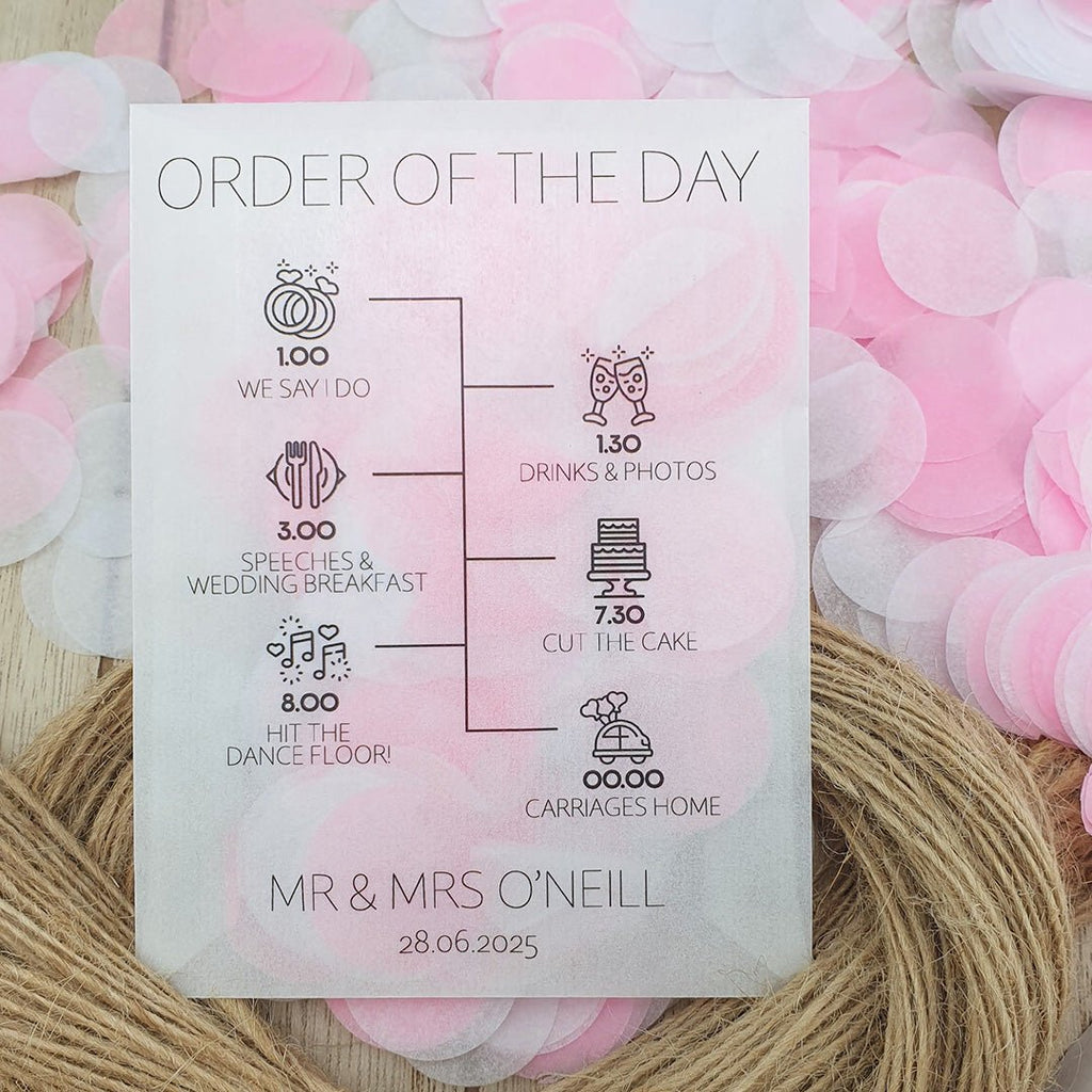 Pre Filled Order Of The Day Paper Confetti Packets - Confetti Bee