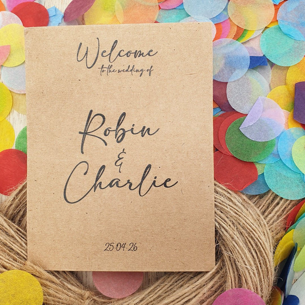 Pre Filled Personalised Kraft Brown Paper Confetti Packets - Confetti Bee