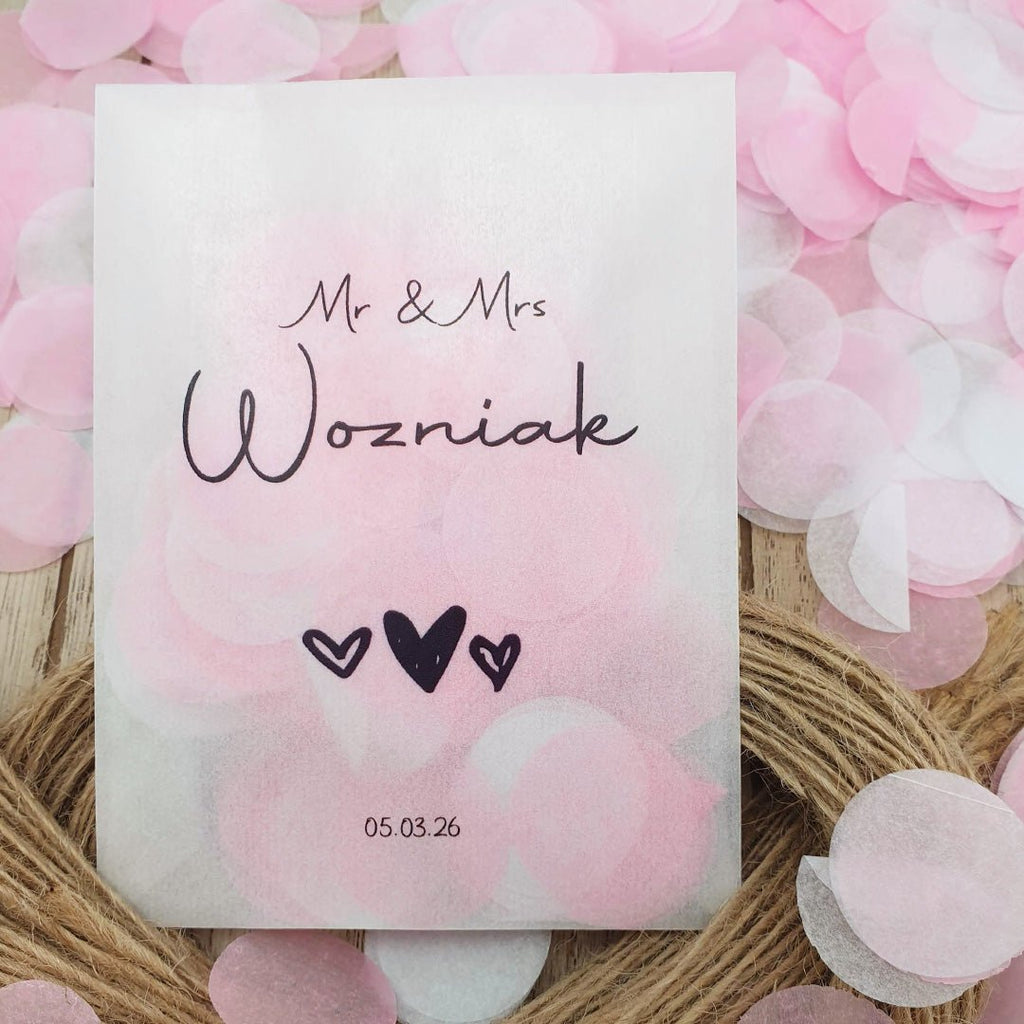 Pre Filled Personalised Paper Confetti Packets - Confetti Bee